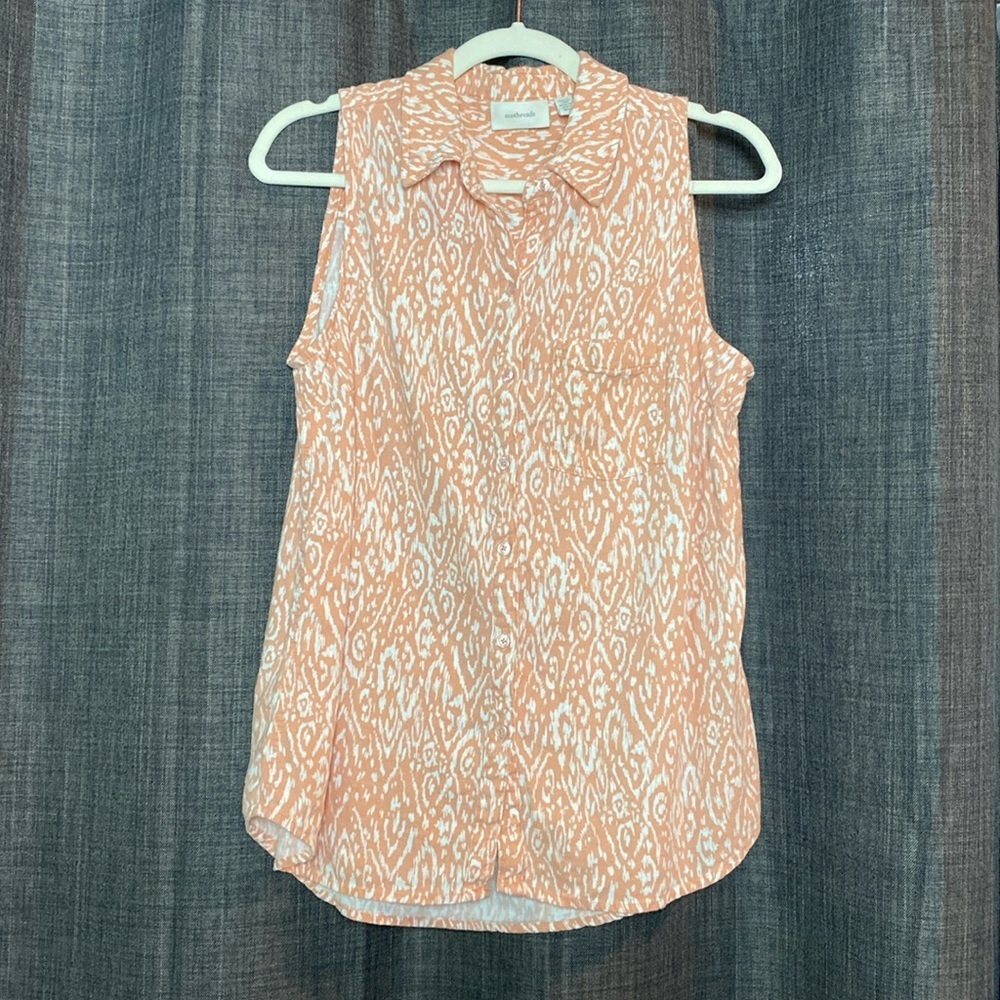 Ecothreads Women’s Sleeveless Button Down Small